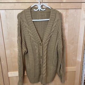 SHEIN Olive Cable Knit Cardigan
